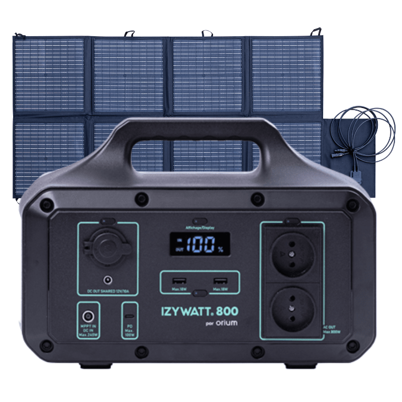 PACK GÉNÉRATEUR SOLAIRE IZYWATT 800 ET PANNEAU SOLAIRE 160W Électricité Campinambulle 